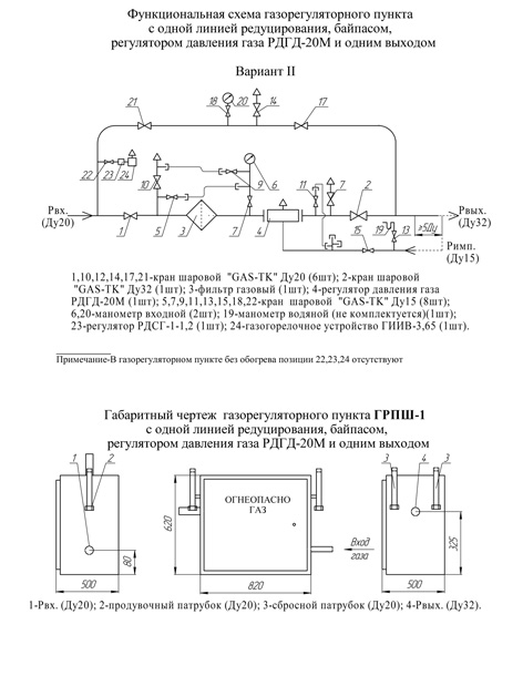 Узел редуцирования газа схема